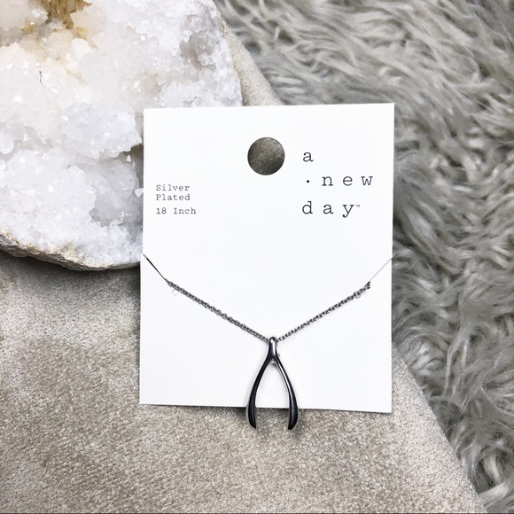 a new day Jewelry - •A NEW DAY•Silver Plated Wishbone Pendant Necklace